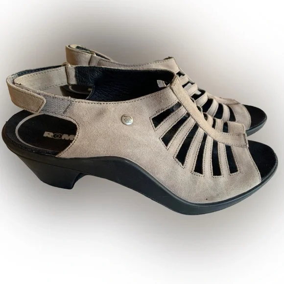 ROMOKA Mokassetta 287 Woman’s Platform Dress Sandal Taupe Size 39 EURO 8-8.5 US - Picture 9 of 13